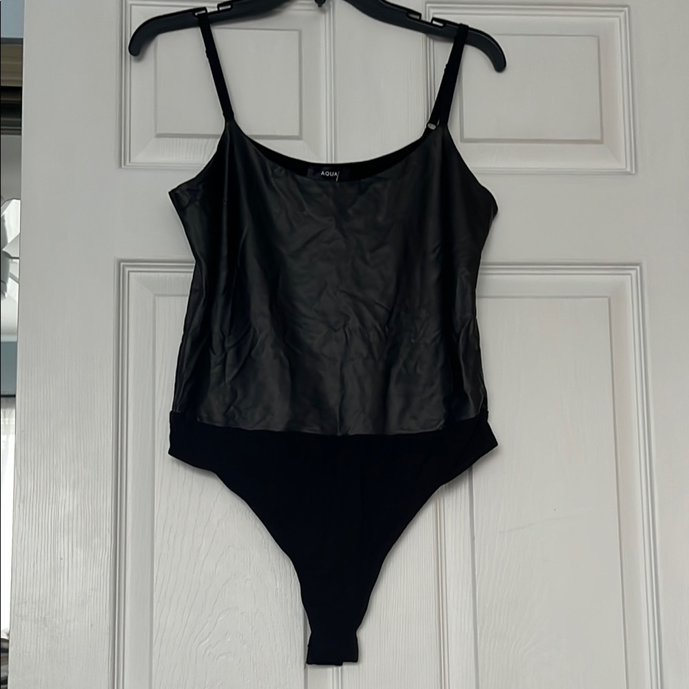Aqua Black Satin Bodysuit